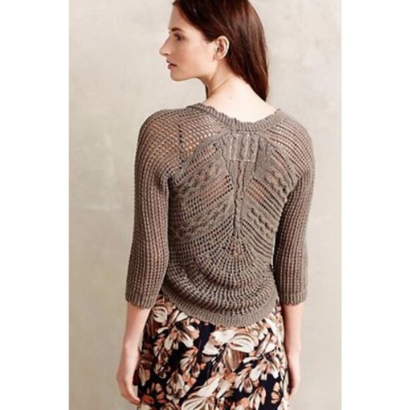Anthropologie Angel of the North Kesia Crochet Topper Sz XS Taupe Fairy Grunge - Picture 1 of 16
